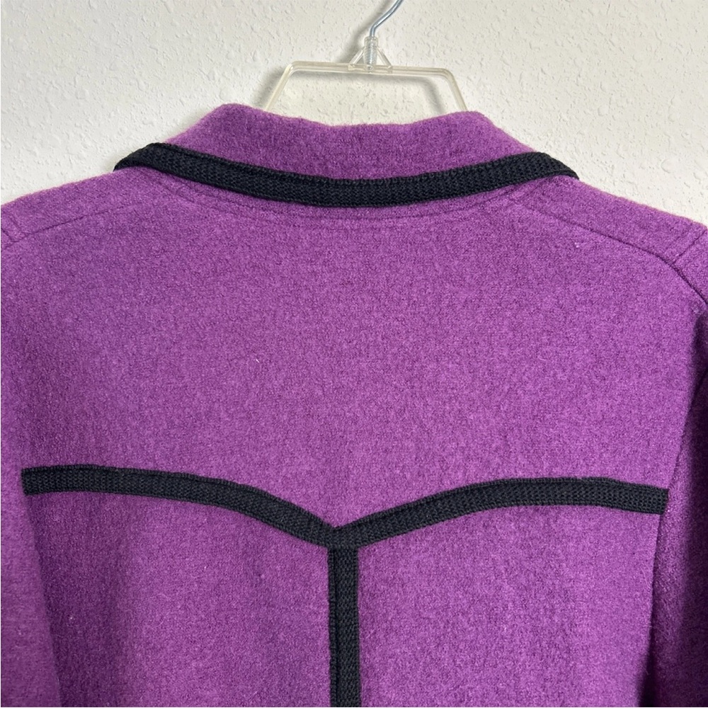 Vintage 100% Pure Wool Cardigan Made In Germany Women’s Size 14 Purple M & O - Picture 10 of 13